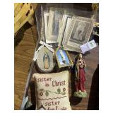 Vintage catholic holy cards, Mary figurines and