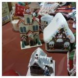 Ceramic gingerbread and misc wood and cardboard