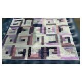 Vintage " Log Cabin " Hand Stitched Quilt 56 " x