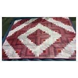 Vintage " Log Cabin " Hand Stitched Quilt 54 " x