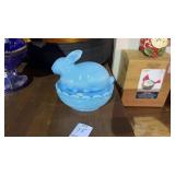 Blue Glass Rabbit Nest Basket