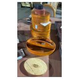 Vintage Hand Crafted Tiger Wood Oval Boxes w lids