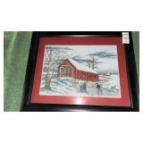 Counted Cross Stitch Scene, framed & matted16 x