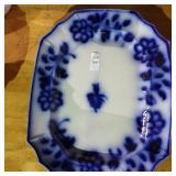 Blue decorated serving platter 14-1/2"x18"