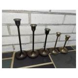 5 brass candle stick holders