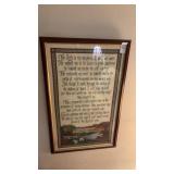 Framed 23rd Psalm needlework sampler