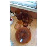 Glassware Set of Indiana glass amber/honey