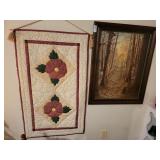 Hand made quilt wall hanging & picture