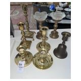 Brass bell & Baldwin candle stick holders &
