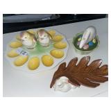 Vintage Japan ceramic deviled egg platter