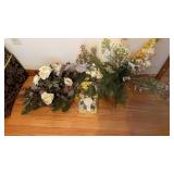 Lot of Faux Flowers and Candle