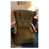 Vintage green tweed wingback swivel