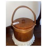 Vintage wooden sugar bucket with lid and handle-8