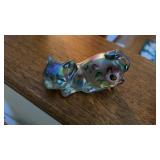Fenton Iridescent Glass Floral Cat