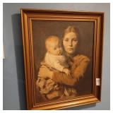 Mother and child framed art signed