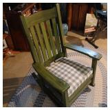 Painted wooden rocker with padded seat