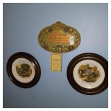 Lot of Currier and Ives plates and metal sign