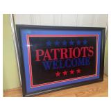 Patriots Welcome framed sign 29 x 20 inches