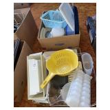 2 box lots- plastic kitchen ware & variety