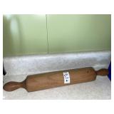 Vintage wooden rolling pin with turned handles