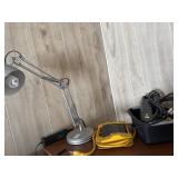 Swing arm desk lamp, surge protectors and misc