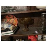 Shelf lot - vintage glass compote dish, tray &