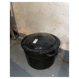 Large vintage black-and-white speckled enamelware