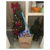 2 faux Christmas trees (1 fiber optic) and