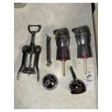 Vintage chrome liquor bottle shot pourers and bar