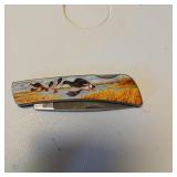 Duck decorated folding knife