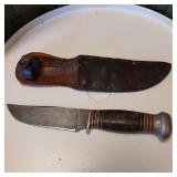 Vintage PAL Blade Co. Knife and sheath scribed