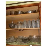 3 shelf lots of press glassware/stemware and