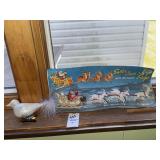 Vintage plastic santa in sleigh with box and