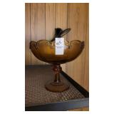 Amber Glass Footed Candy Bowl