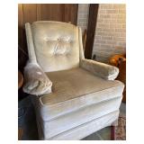 Vintage off-white velvet armchair