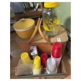 Picnic lot - vintage Redmon basket, glass drink