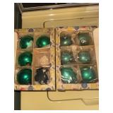 2 boxes of Vintage Czechoslovakia green ornaments