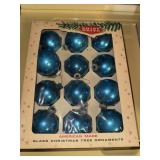 Vintage full box blue Shiny Brite ornaments