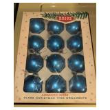 Vintage full box of blue Shiny Brite ornaments
