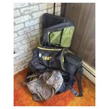 Lot of assorted travel bags and cooler