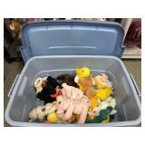 Tote of misc stuffed animals