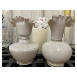 Vintage Opaline based & marble vase, EAPG pieces