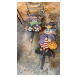 2 wooden outdoor Halloween yard figures