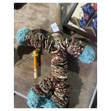 Vintage handmade yo-yo fabric clown doll and