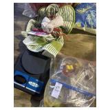 Food scale, cookie cutters and handmade dish