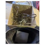 Lot of photo frame holders and metal basket