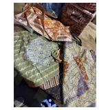 3 patchwork tote bags and scarf