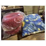 Starry Night pillow and 2 tufted round pillows