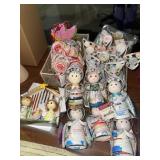 Lot of handmade paper rolled angels, hearts,