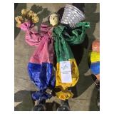 Vintage paper mache clown with flowers and basket